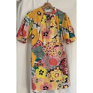 ASOS Floral Print Midi Dress size 8 Tall Multicolor Romantic Keyhole Mandarin